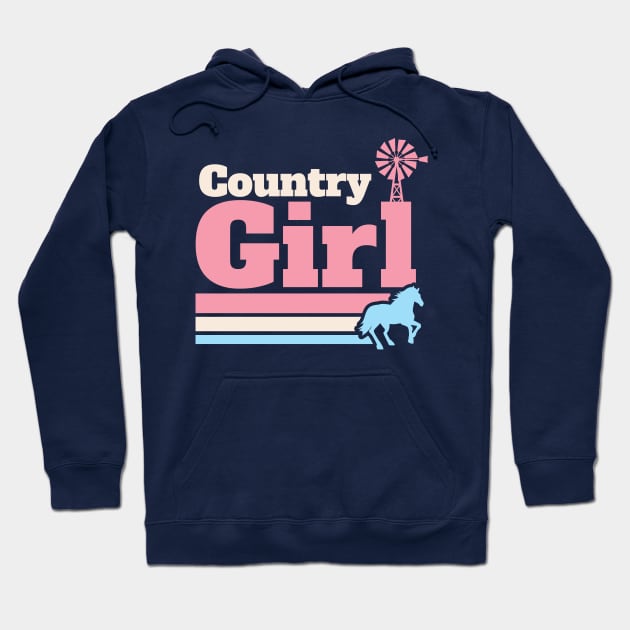 Retro Country Girl Colorful Rural Girls Hoodie by SLAG_Creative